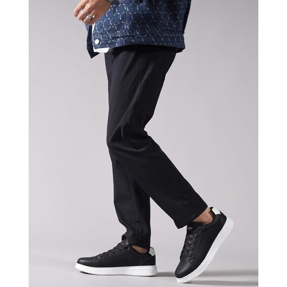 Men's  Black Casual Fashion Dress Sneakers Classic Lace-Up Lightweight Shoes - Picture 7 of 9